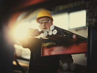 Engineer working with a precision tool