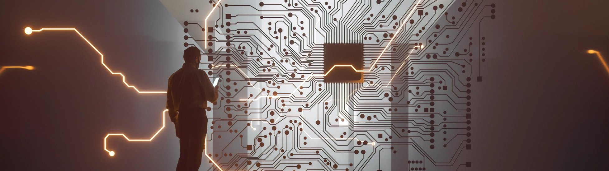 ICT worker with circuit board 